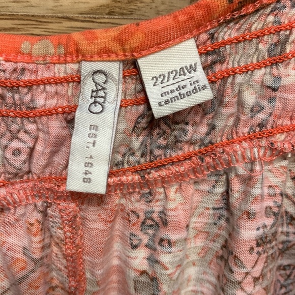 Cato Tank Top Orange V Neck Plus Size 22 24w - Picture 4 of 8